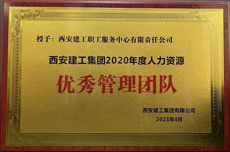 2020年度集團(tuán)人力資源條線 “優(yōu)秀管理團(tuán)隊”榮譽(yù)稱號
